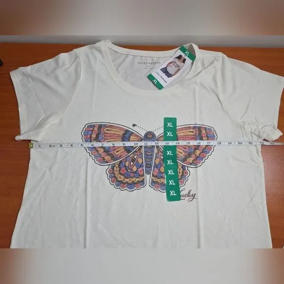 Lucky Brand Women's Butterfly Graphic T-Shirt sz XL NEW Casual Cozy Soft Nature - Picture 9 of 11